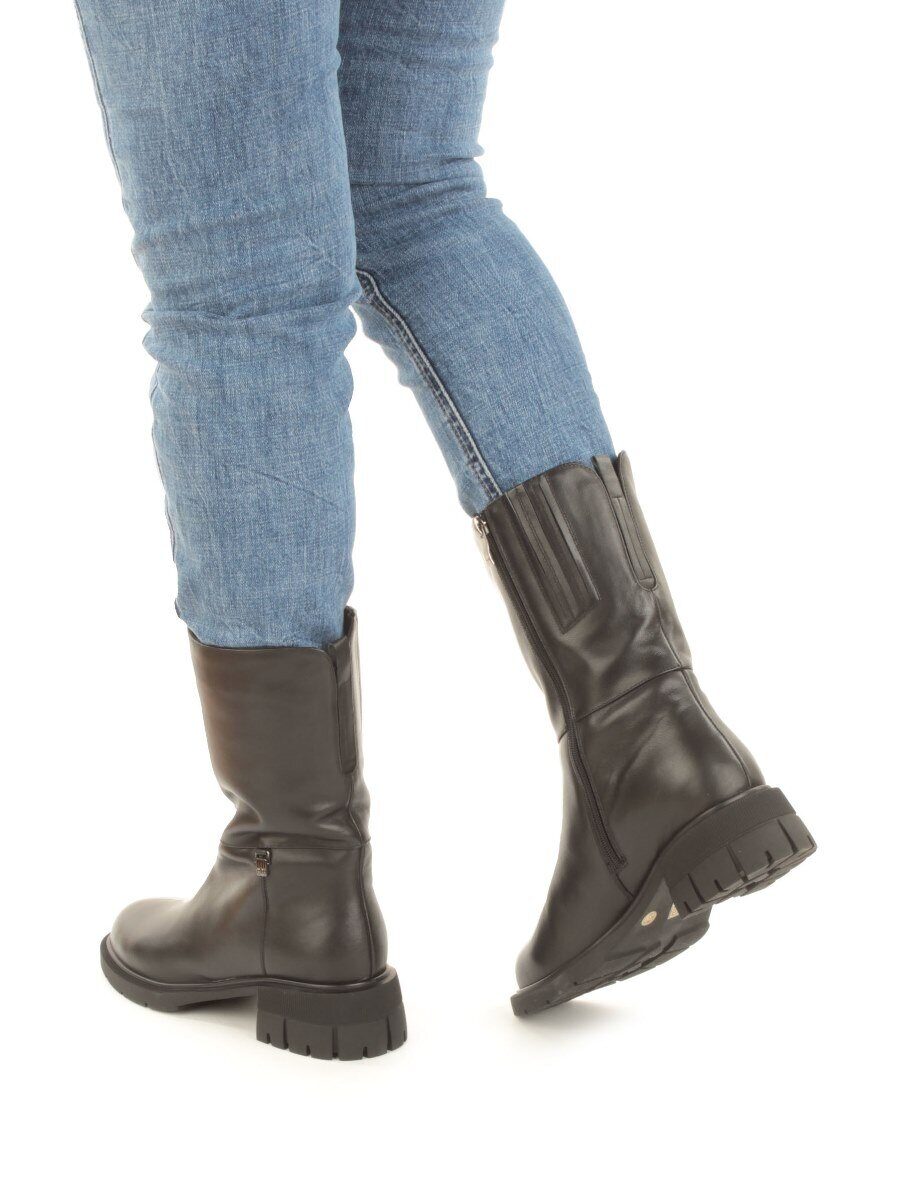 Z4209M BLACK Полусапоги зимние женские (натуральная кожа, натуральный мех)