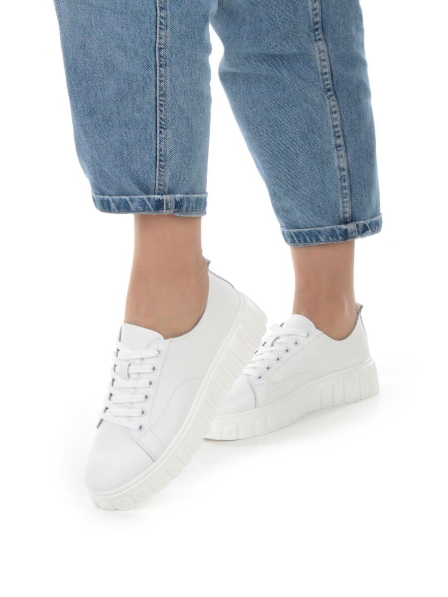 05-PDXL162-1 WHITE Кроссовки женские (натуральная кожа)