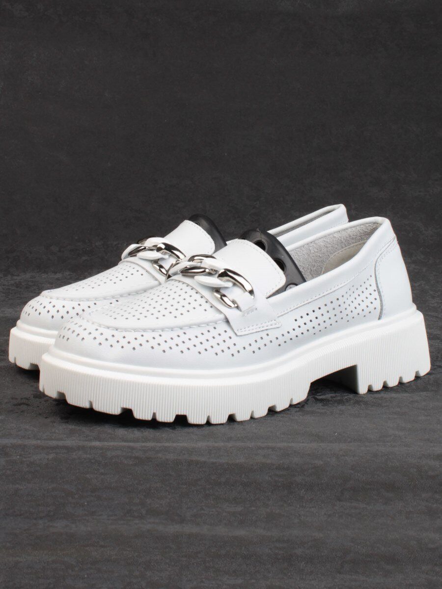 03-PDD153-1 WHITE Лоферы женские (натуральная кожа)