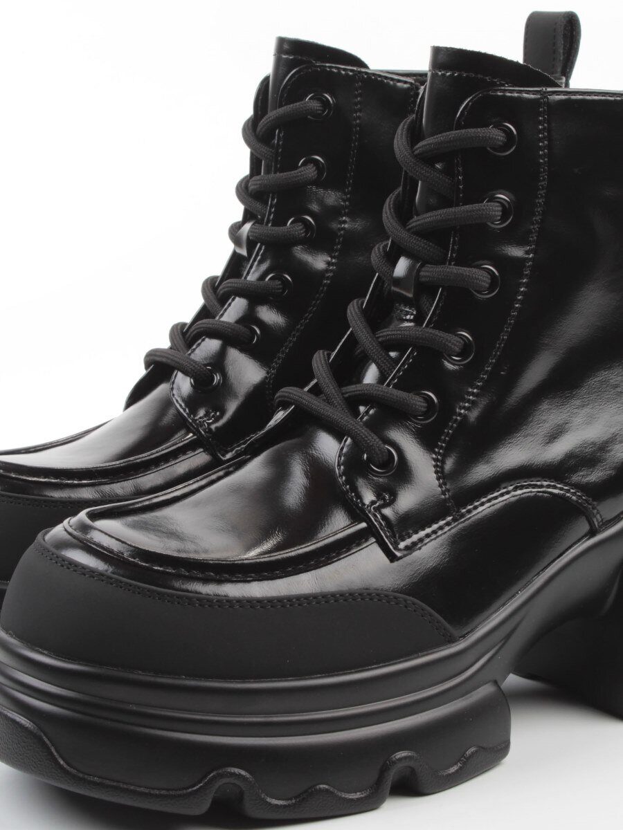 01-F591-1 BLACK Ботинки демисезонные женские (натуральная кожа, искусственная кожа)