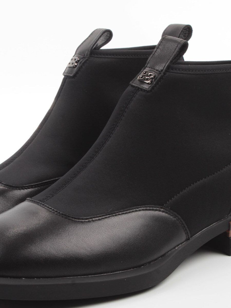 01-B44B-81A BLACK Ботинки демисезонные женские (натуральная кожа, текстиль, байка)