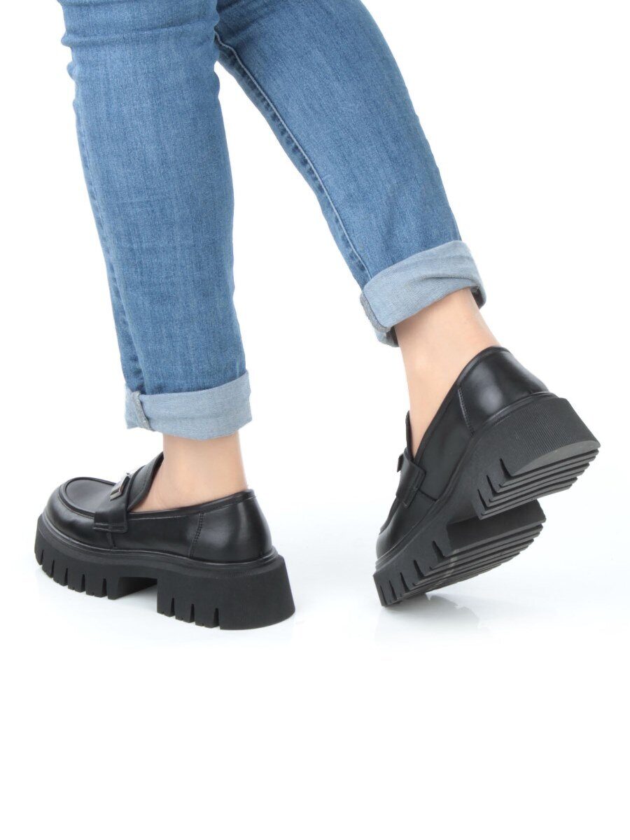 01-C1808-1 BLACK Ботинки демисезонные женские (натуральная кожа)