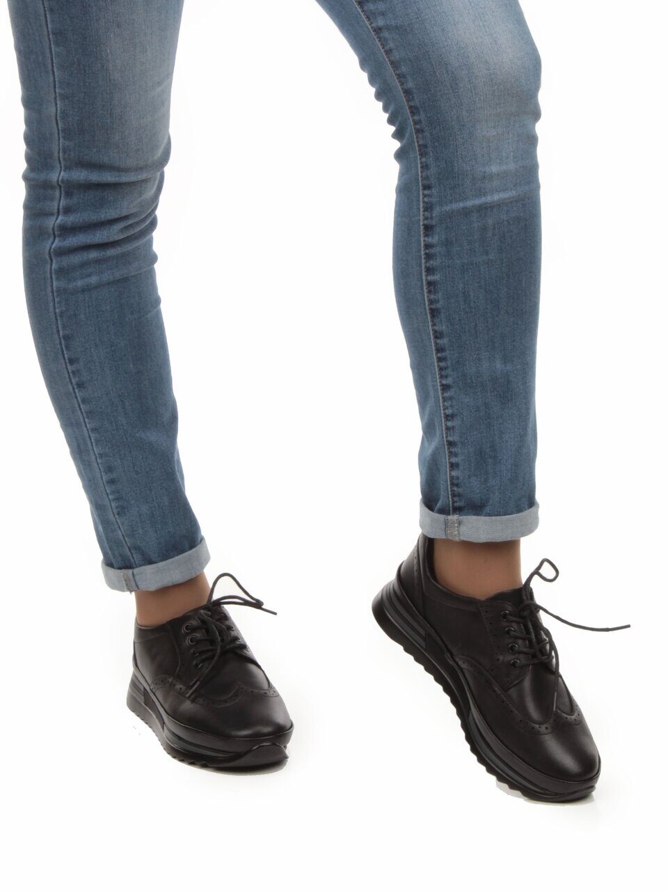 03-5017 BLACK Полуботинки женские (натуральная кожа)