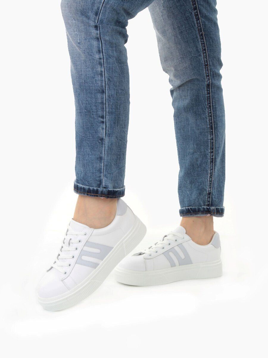 03-YC380-1 WHITE Кроссовки женские (натуральная кожа)