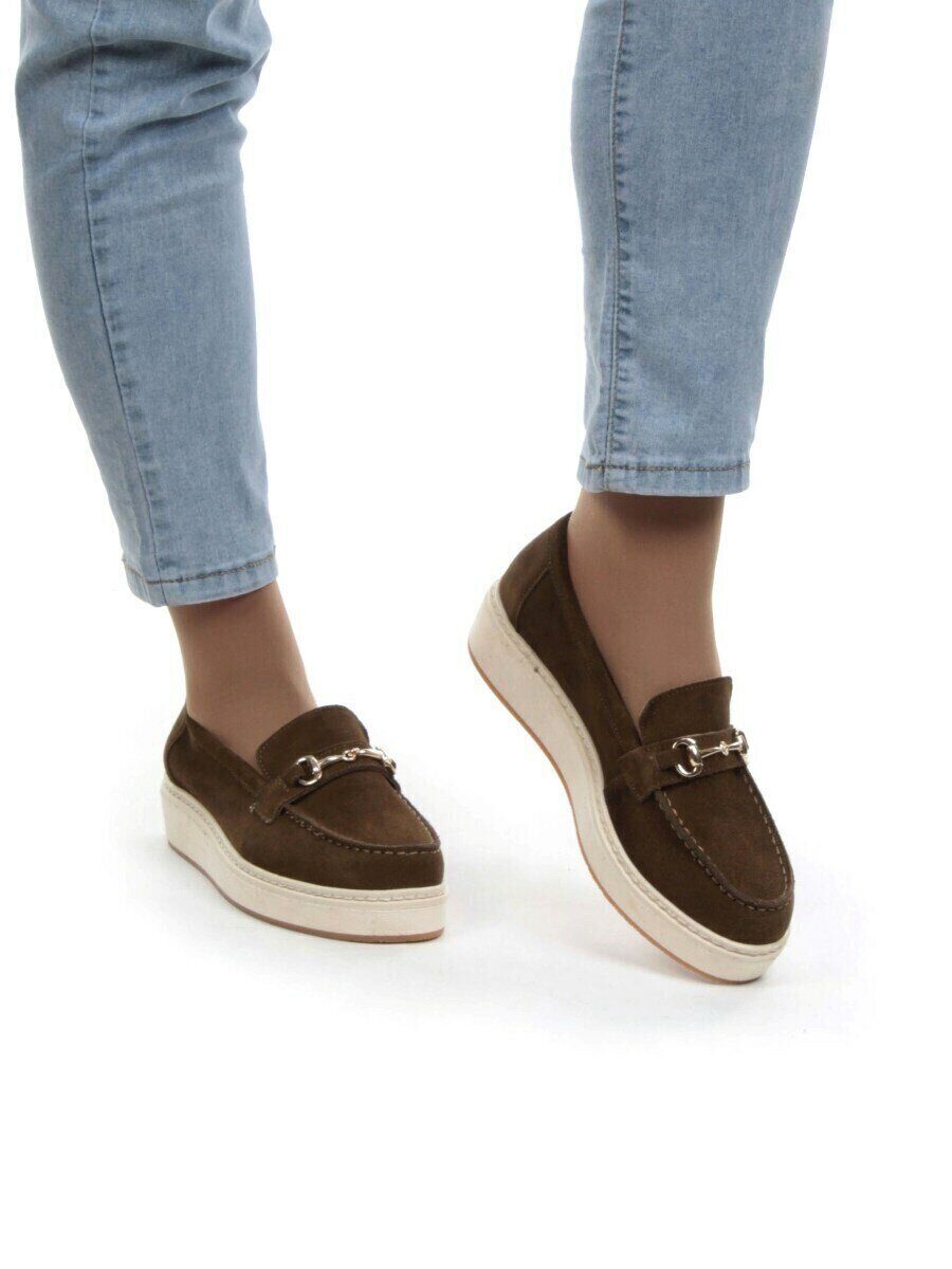 03-5062-10 BROWN Лоферы женские (натуральная замша)