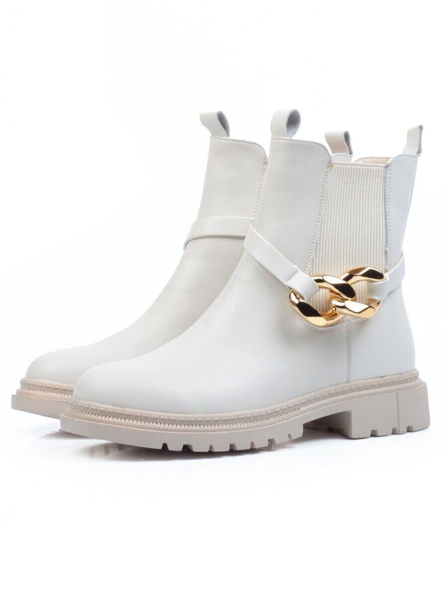 5267-2 WHITE Ботинки демисезонные женские (натуральная кожа, байка)