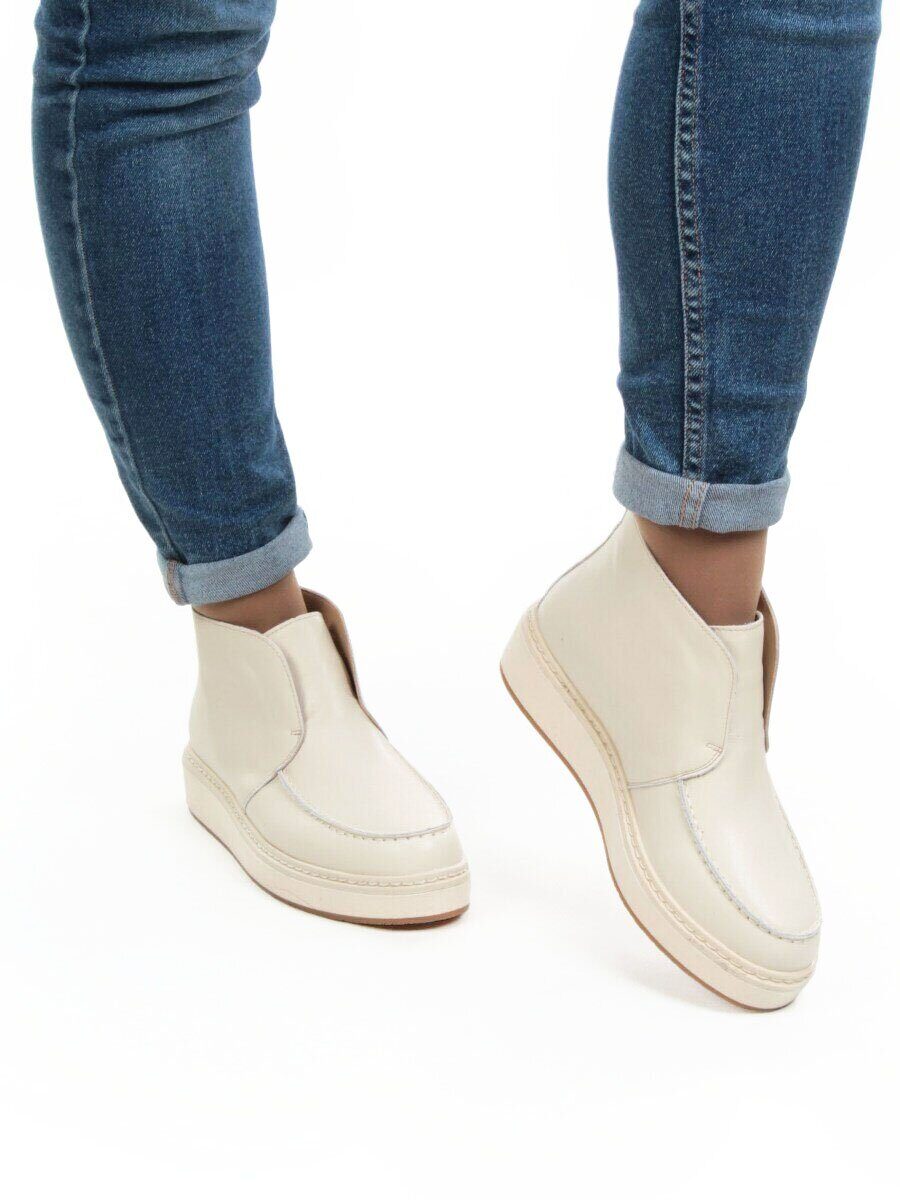 01-5173-3 BEIGE Ботинки демисезонные женские (натуральная кожа, байка)