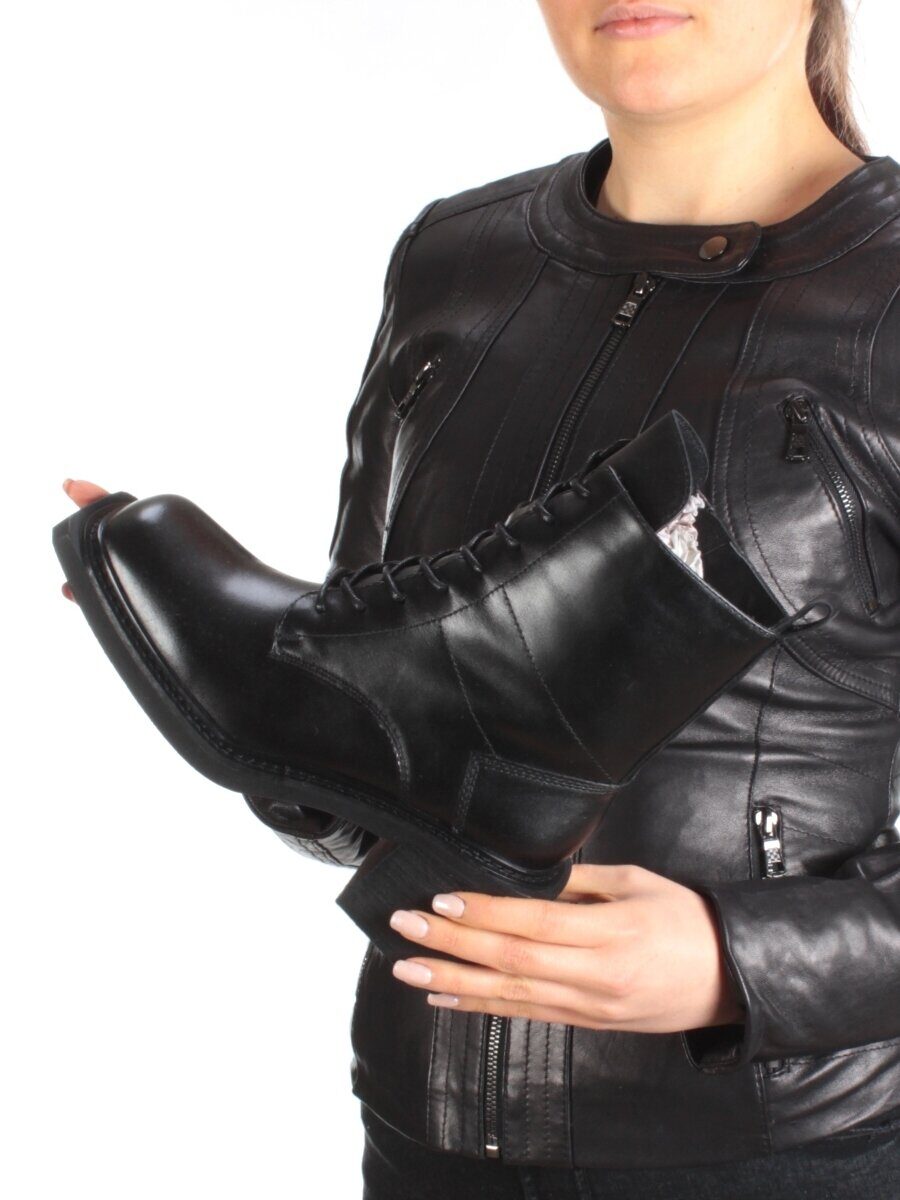 SE21W-2A BLACK Ботинки зимние женские (натуральная кожа, натуральный мех)