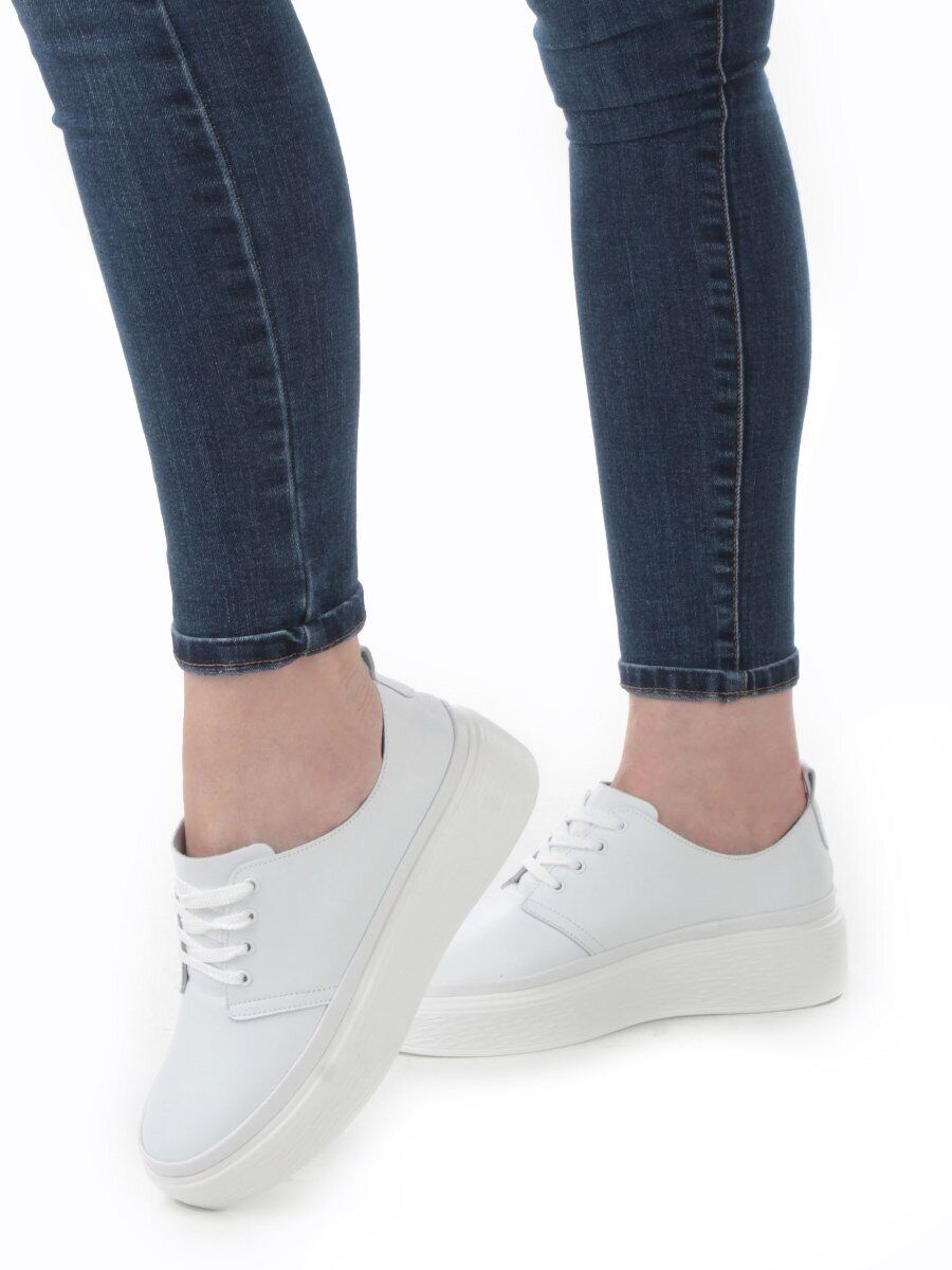 05-PDF88-1 WHITE Кроссовки женские (натуральная кожа)