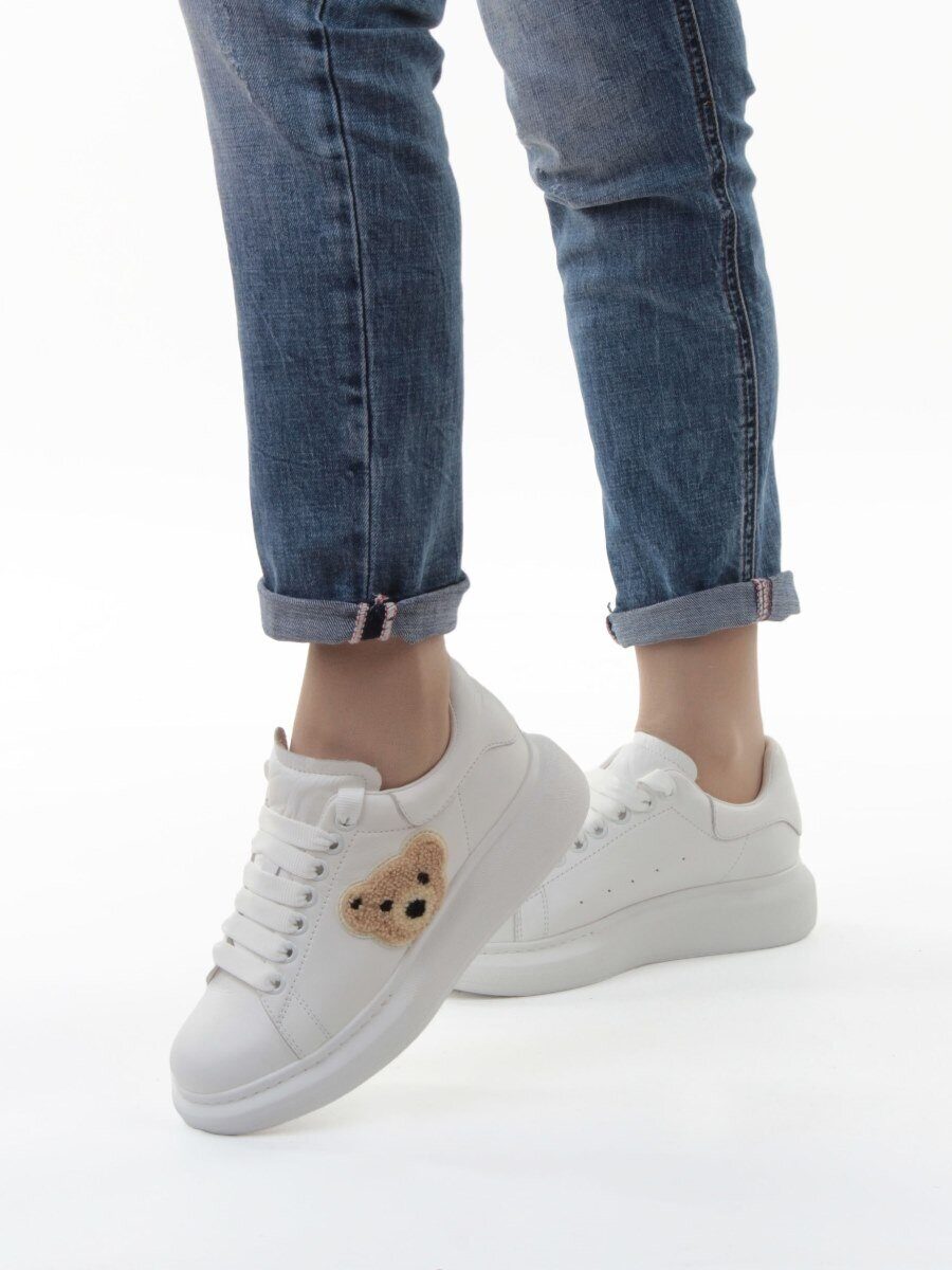 03-X668-1D WHITE Кроссовки женские (натуральная кожа)