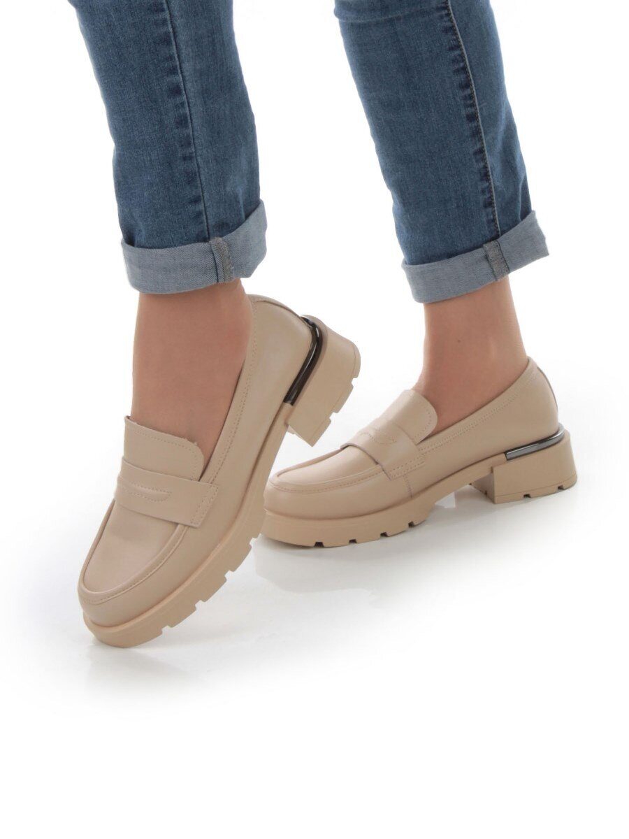 01-PDS132-3 DK. BEIGE Ботинки демисезонные женские (натуральная кожа)