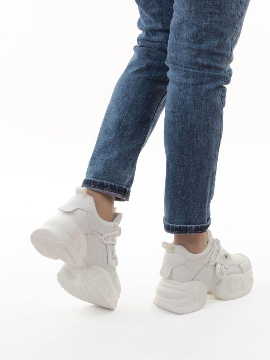 03-9D-1 WHITE Кроссовки женские (натуральная кожа, искусственная кожа)