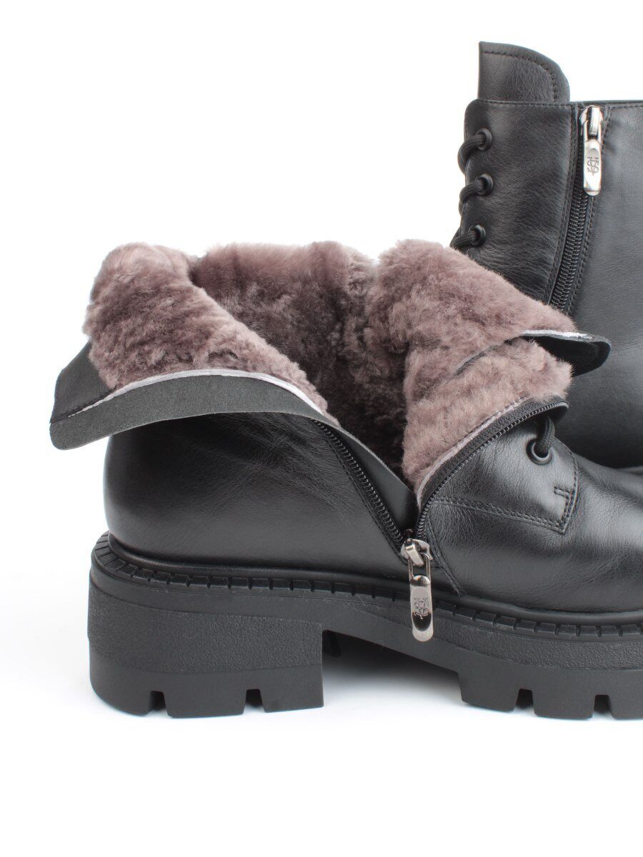 04-M3-1476 BLACK Ботинки зимние женские (натуральная кожа, натуральный мех)