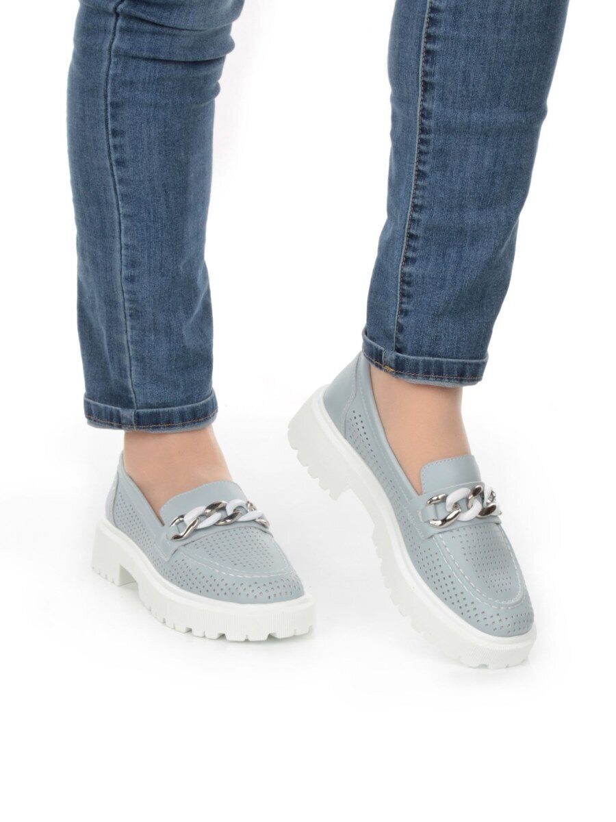 03-PDD153-2 GRAY/BLUE Полуботинки женские (натуральная кожа)