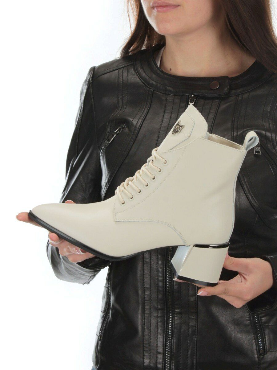 01-PCG270-2 LT.BEIGE Ботинки демисезонные женские (натуральная кожа, байка)