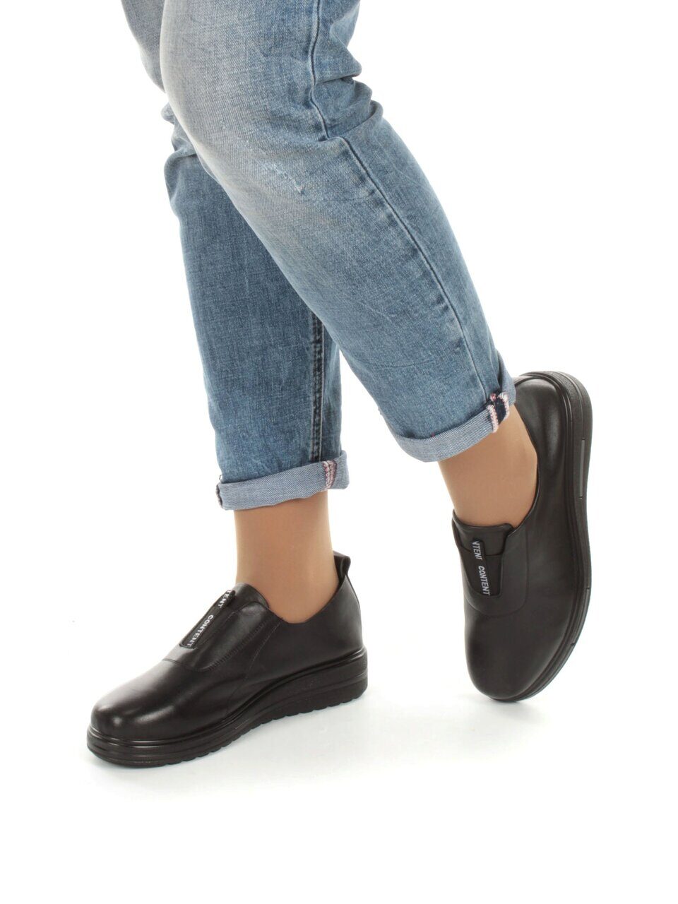 03-5069 BLACK Полуботинки женские (натуральная кожа)