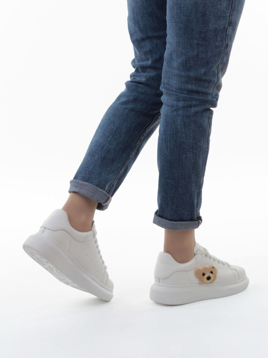 03-X668-1D WHITE Кроссовки женские (натуральная кожа)