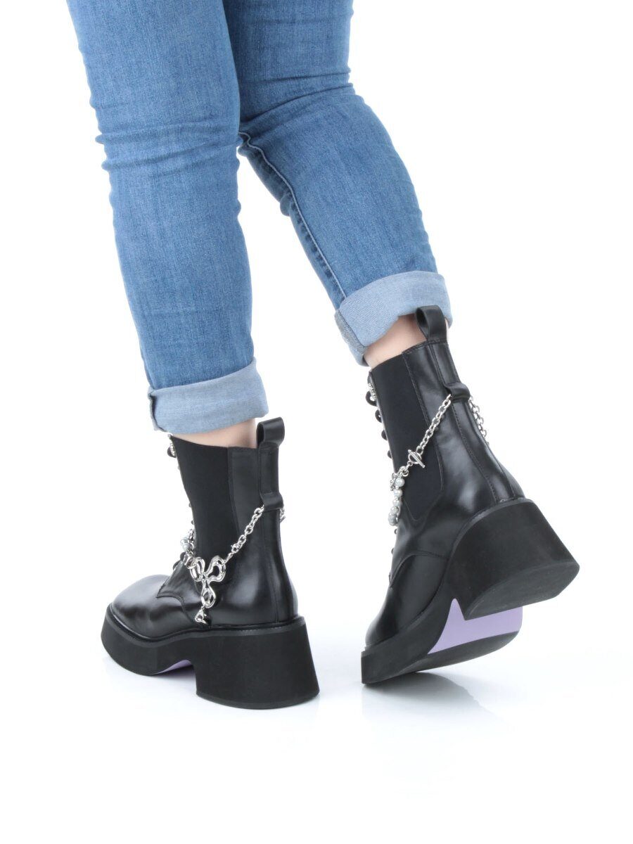 01-GZ6190-L61 BLACK Ботинки демисезонные женские (натуральная кожа)