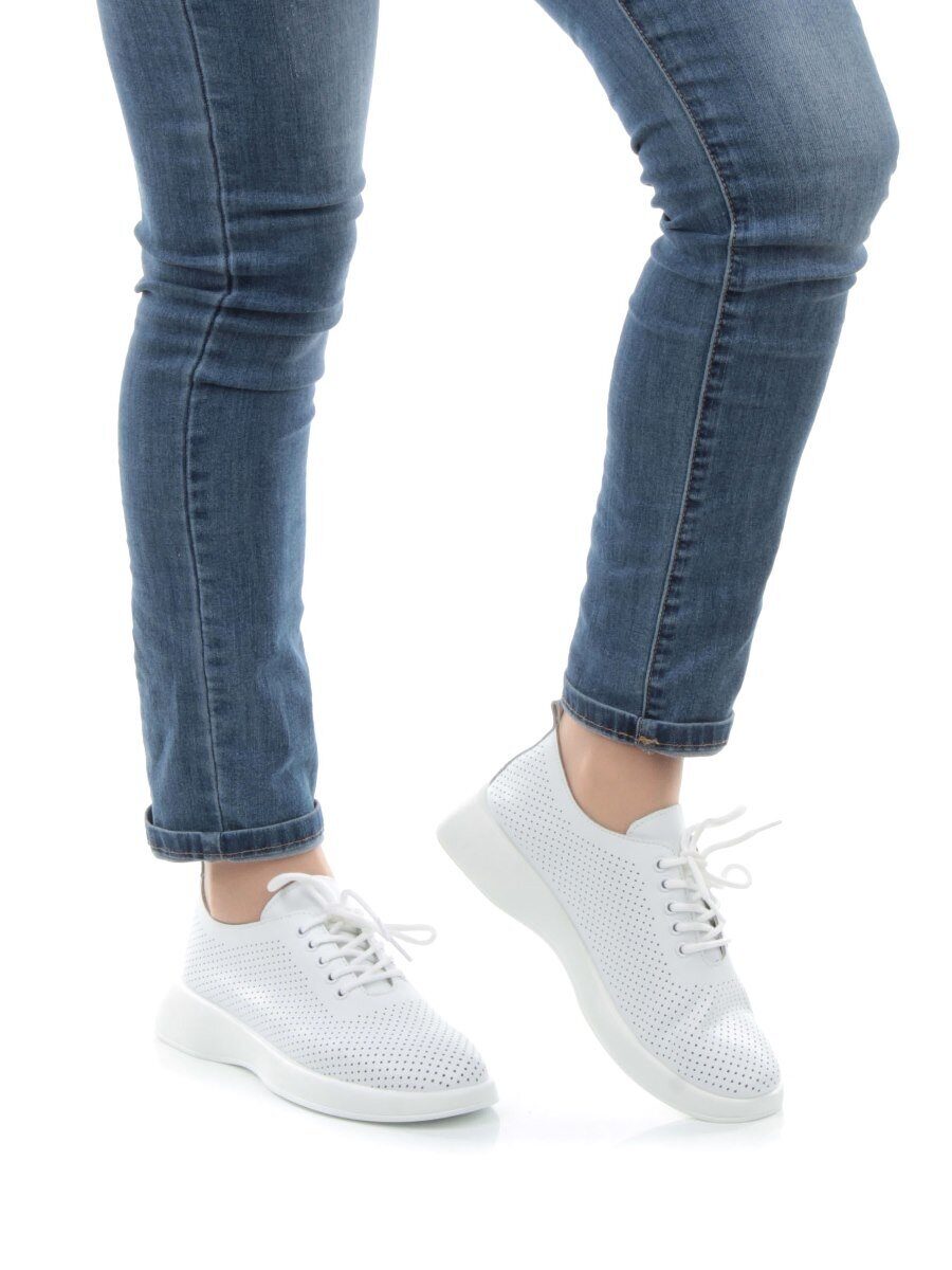 03-YD8-2D WHITE Полуботинки женские (натуральная кожа)