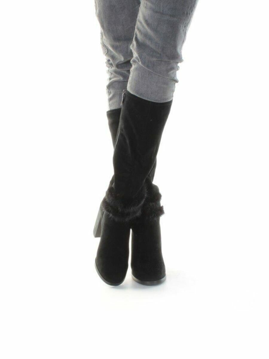 02-1686-1461MB-1 BLACK Сапоги женские (натуральная замша, натуральный мех (еврозима))