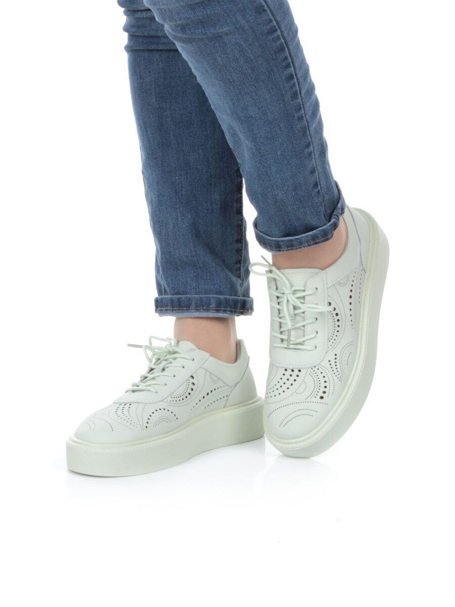 05-PDD166-3 LT.GREEN Кроссовки женские (натуральная кожа)