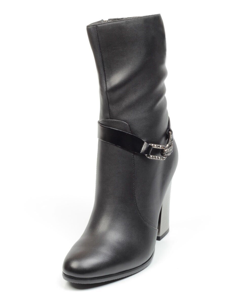 YF189-060M BLACK Полусапоги зимние женские (натуральная кожа, натуральный мех (еврозима))