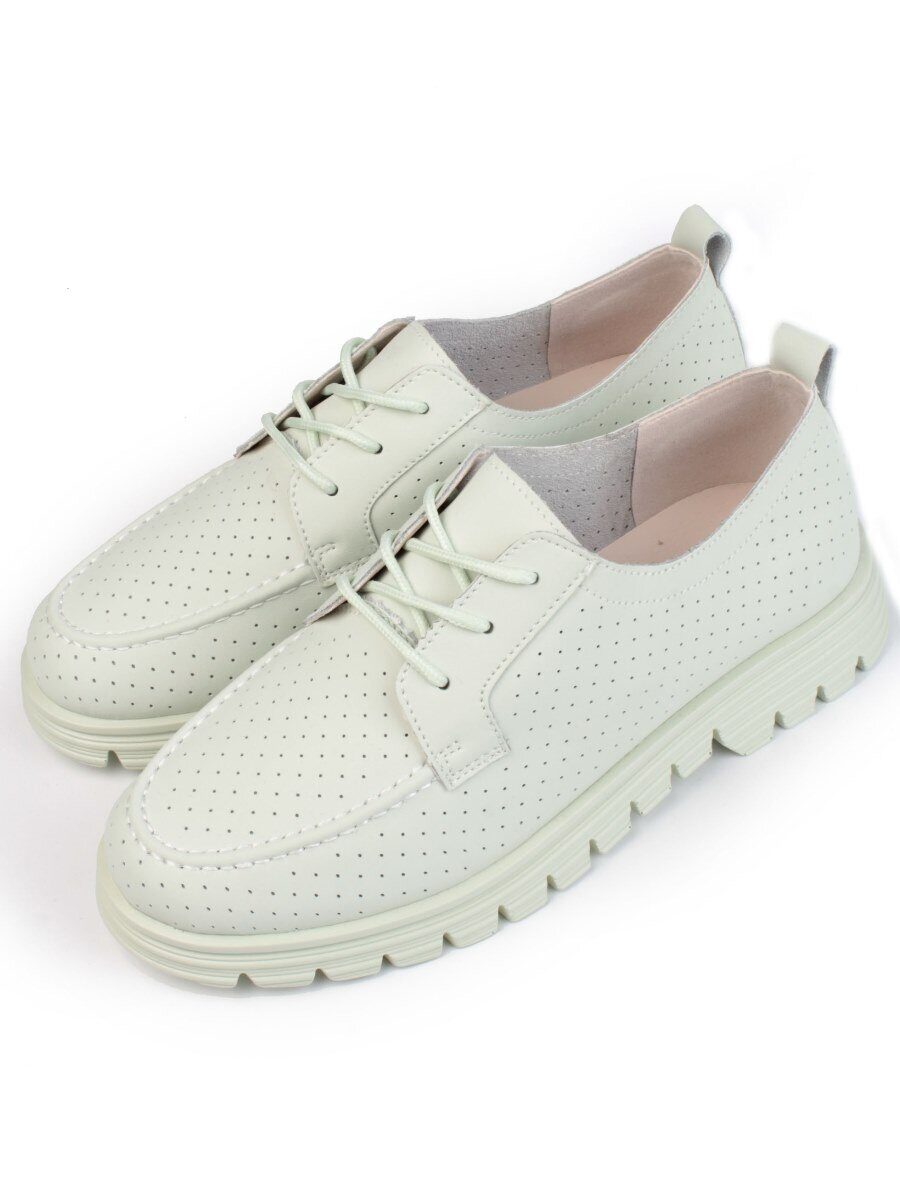 03-PDD161-3 LT. GREEN Полуботинки женские (натуральная кожа)