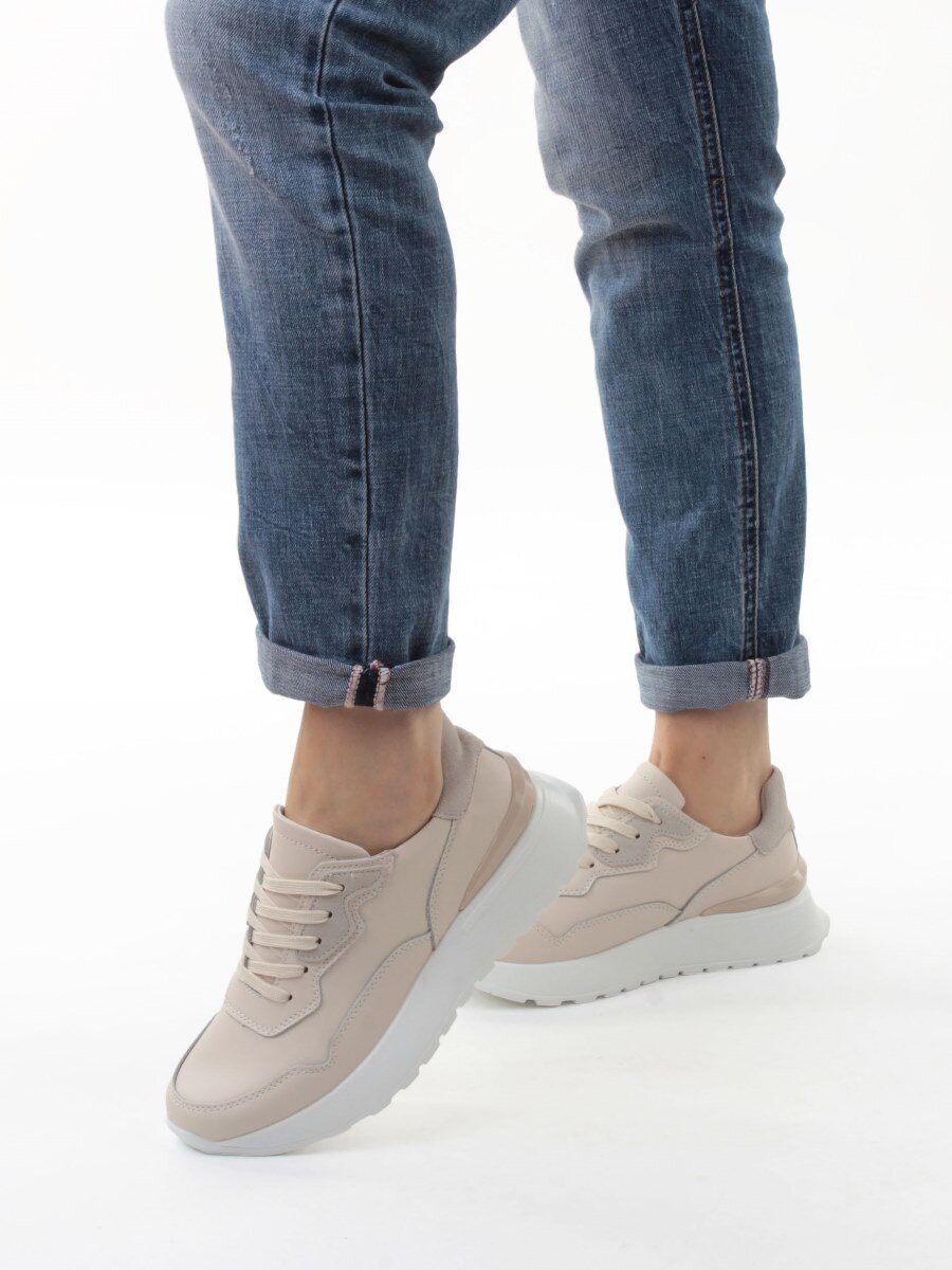 03-YJ428-1 BEIGE Кроссовки женские (натуральная кожа)