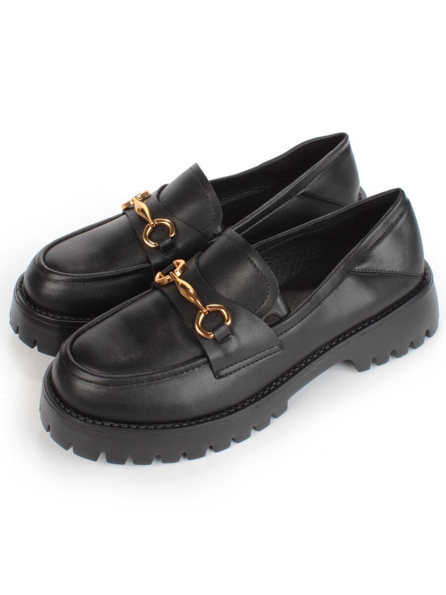 03-PDAG53-1 BLACK Лоферы женские (натуральная кожа)