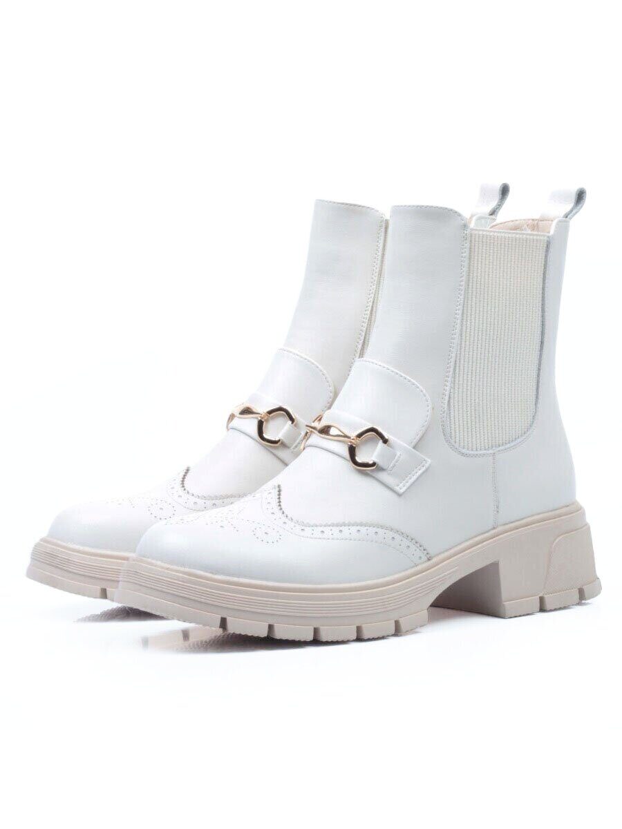 01-5253-2 WHITE Ботинки демисезонные женские (искусственная кожа, байка)