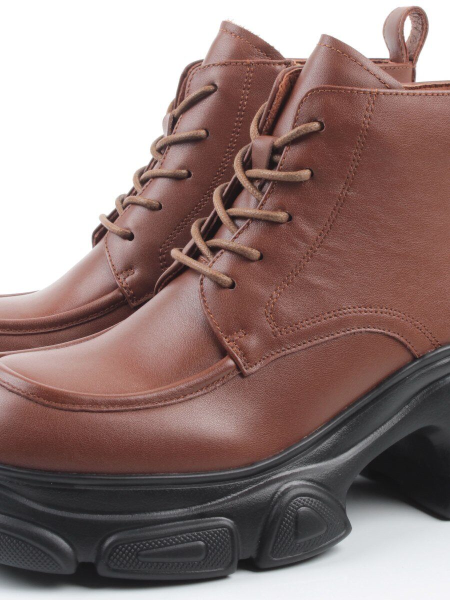 01-H23B-32MB BROWN Ботинки демисезонные женские (натуральная кожа, байка)
