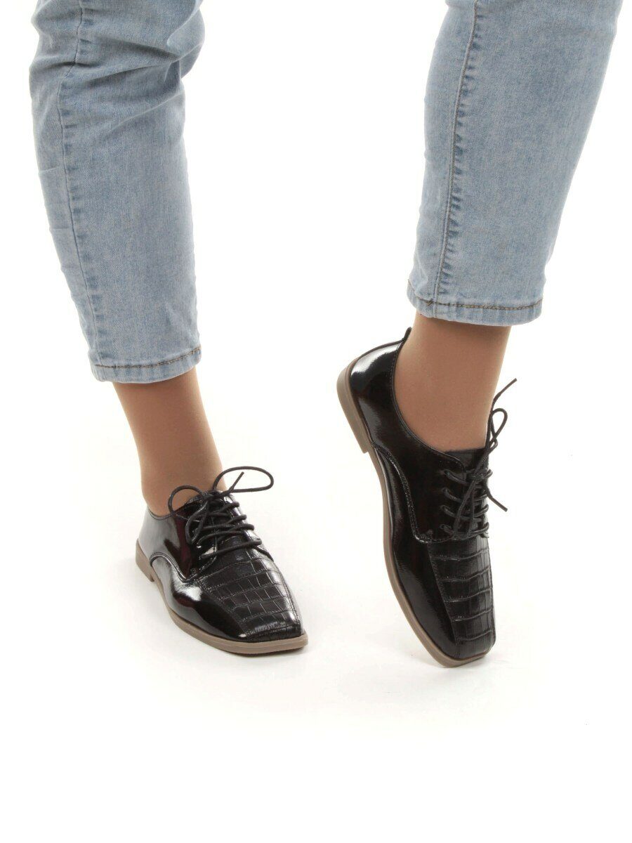 03-PDXL69-1 BLACK Полуботинки женские (натуральная кожа)