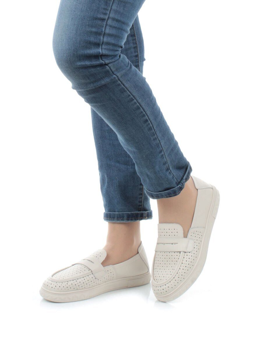 03-DXT50-2 BEIGE Лоферы женские (натуральная кожа)