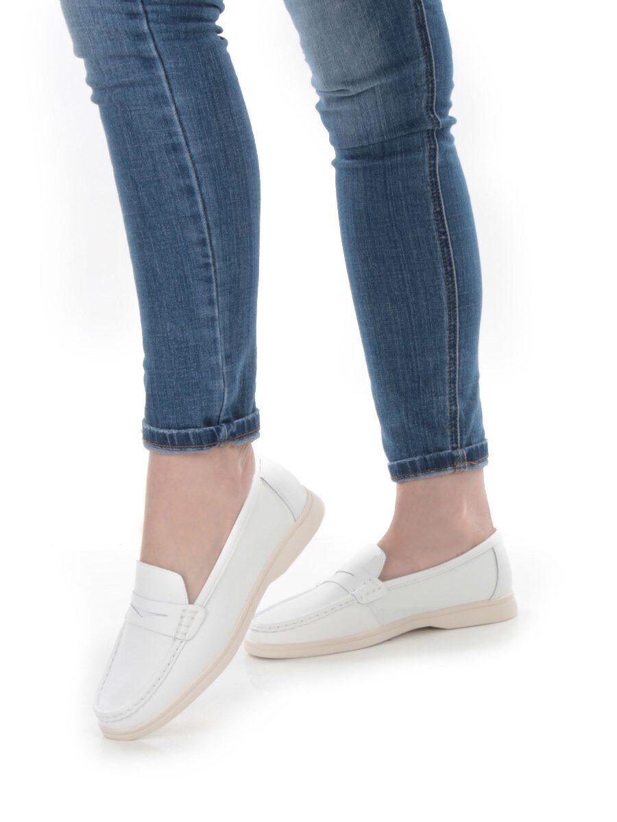 03-B417-1 WHITE Лоферы женские (натуральная кожа)
