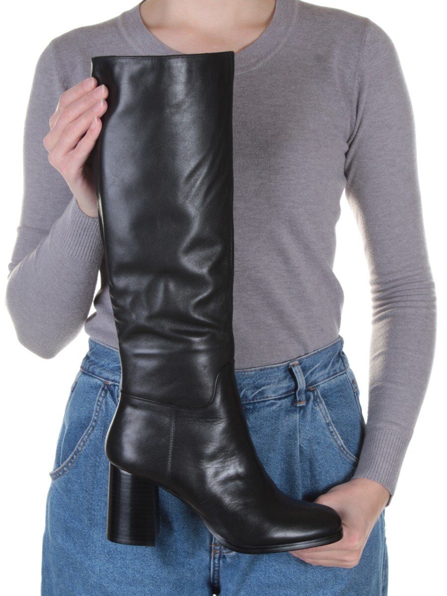 02-K83-D1 BLACK Сапоги зимние женские (натуральная кожа, натуральный мех (еврозима))