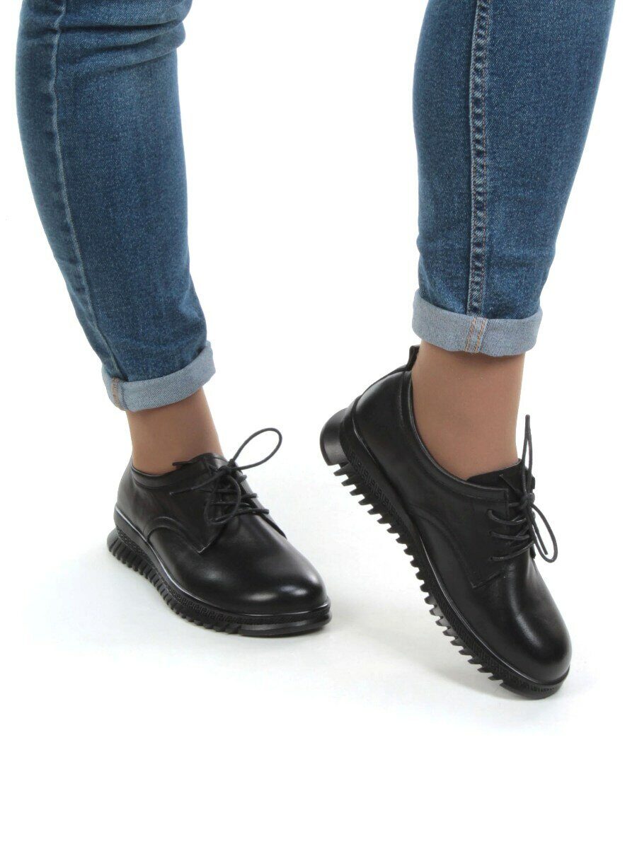 03-5906 BLACK Полуботинки женские (натуральная кожа)