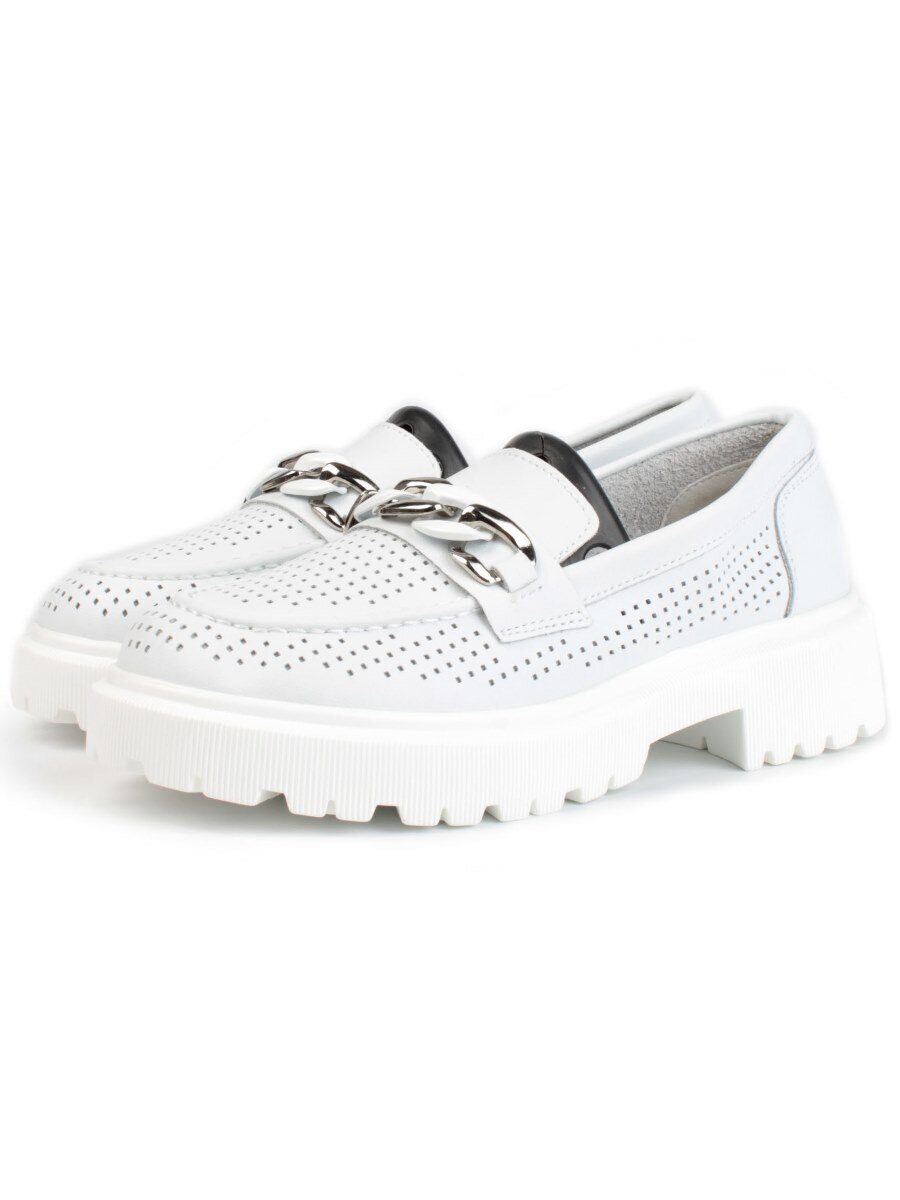 03-PDD153-1 WHITE Лоферы женские (натуральная кожа)