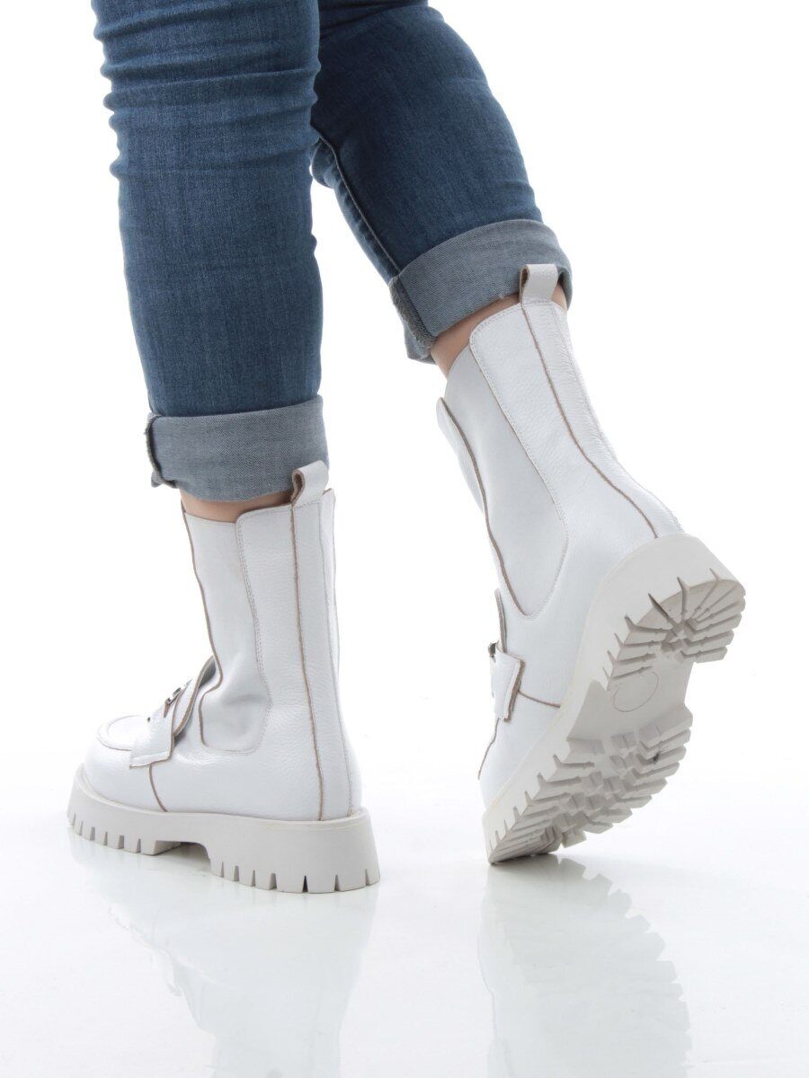 04-YPM5844B WHITE Ботинки зимние женские (натуральная кожа, натуральный мех)