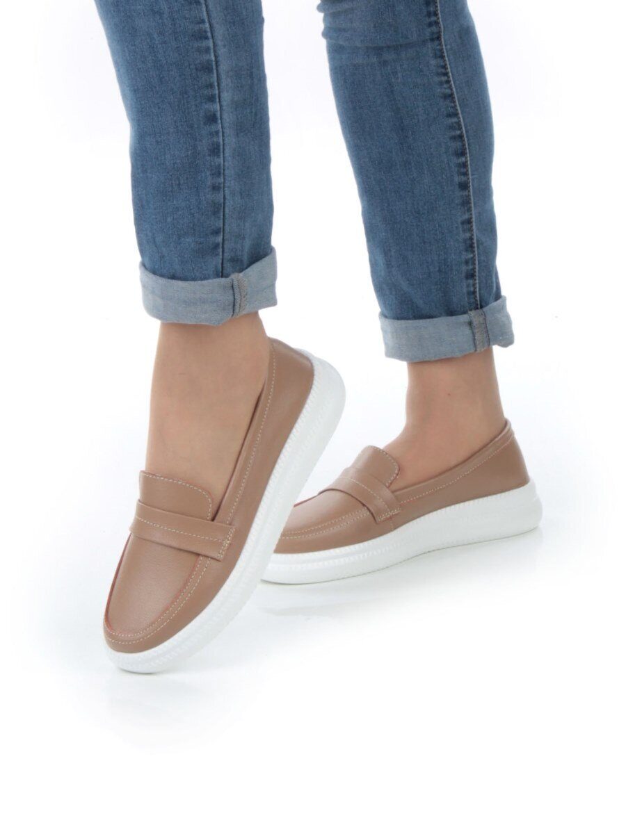 03-ZL-8501 DK. BEIGE/BROWN Полуботинки женские (натуральная кожа)