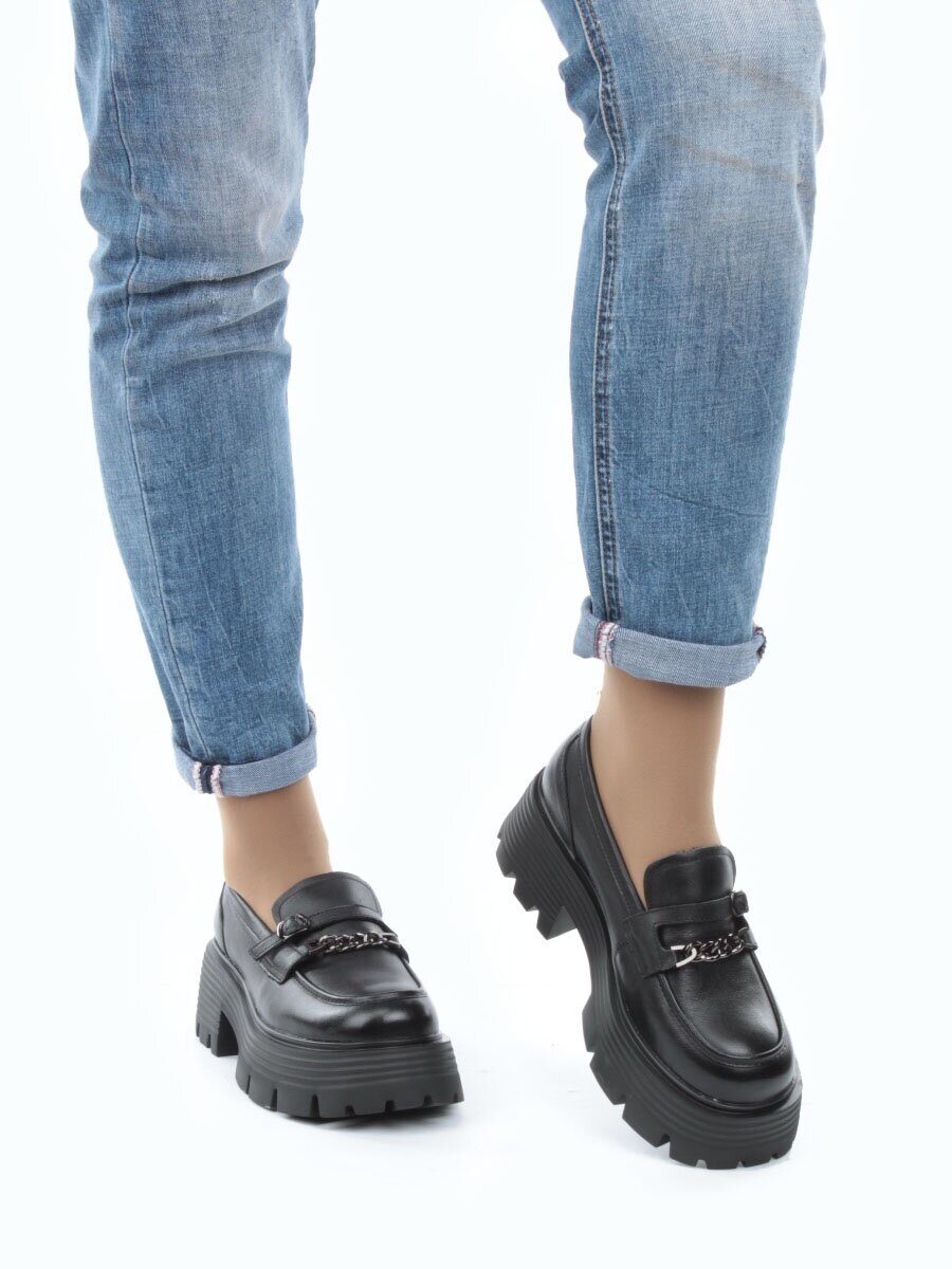 03-5933 BLACK Лоферы женские (натуральная кожа)