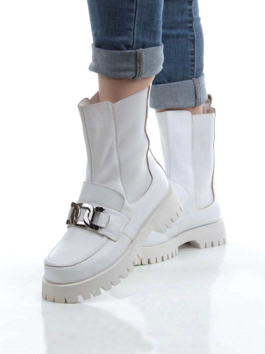 04-YPM5844B WHITE Ботинки зимние женские (натуральная кожа, натуральный мех)