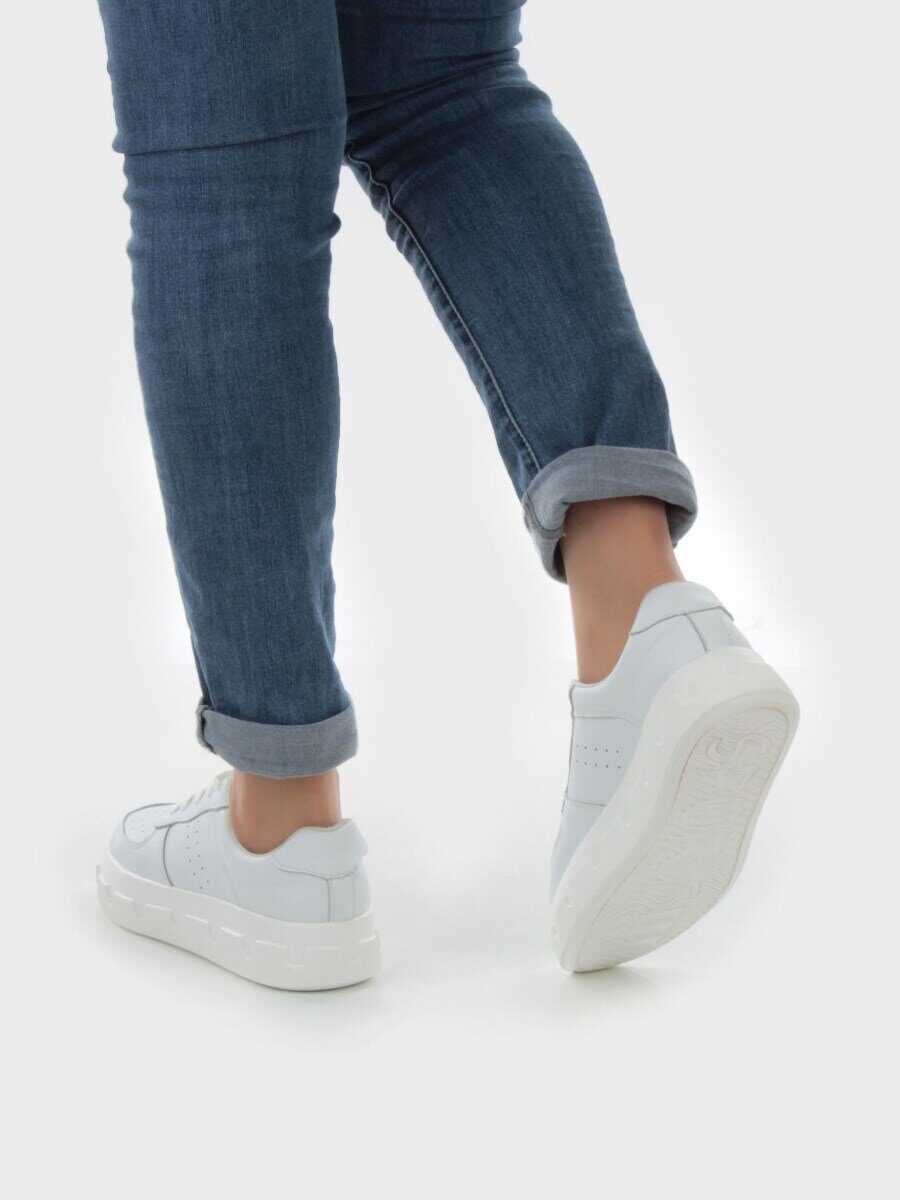 05-PDXL101-1 WHITE Кроссовки женские (натуральная кожа)