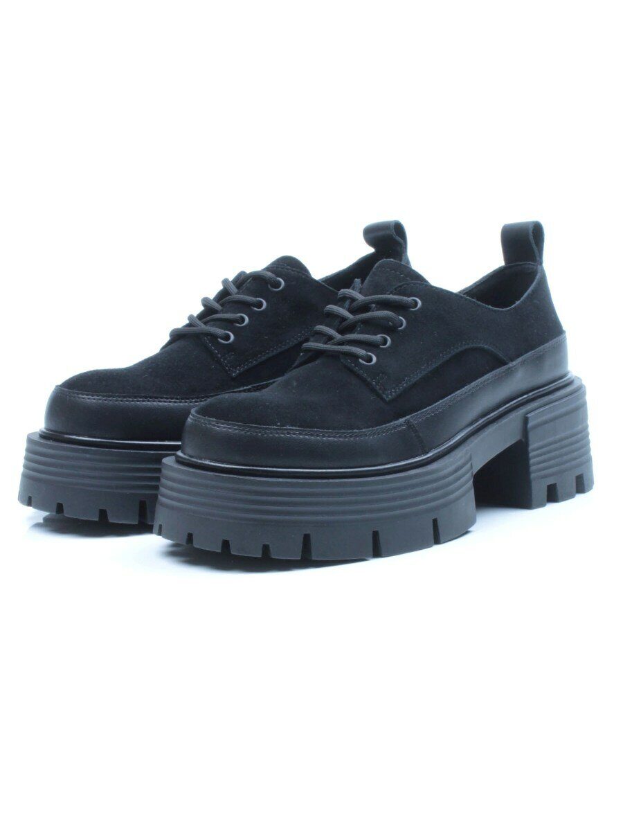 03-C1806-3 BLACK Полуботинки женские (натуральная замша)