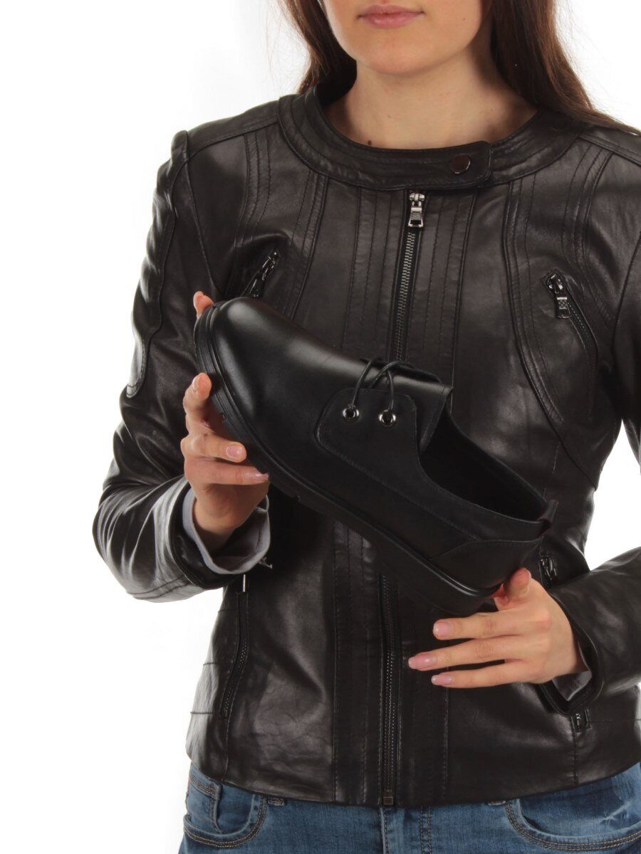 03-5077 BLACK Полуботинки женские (натуральная кожа)