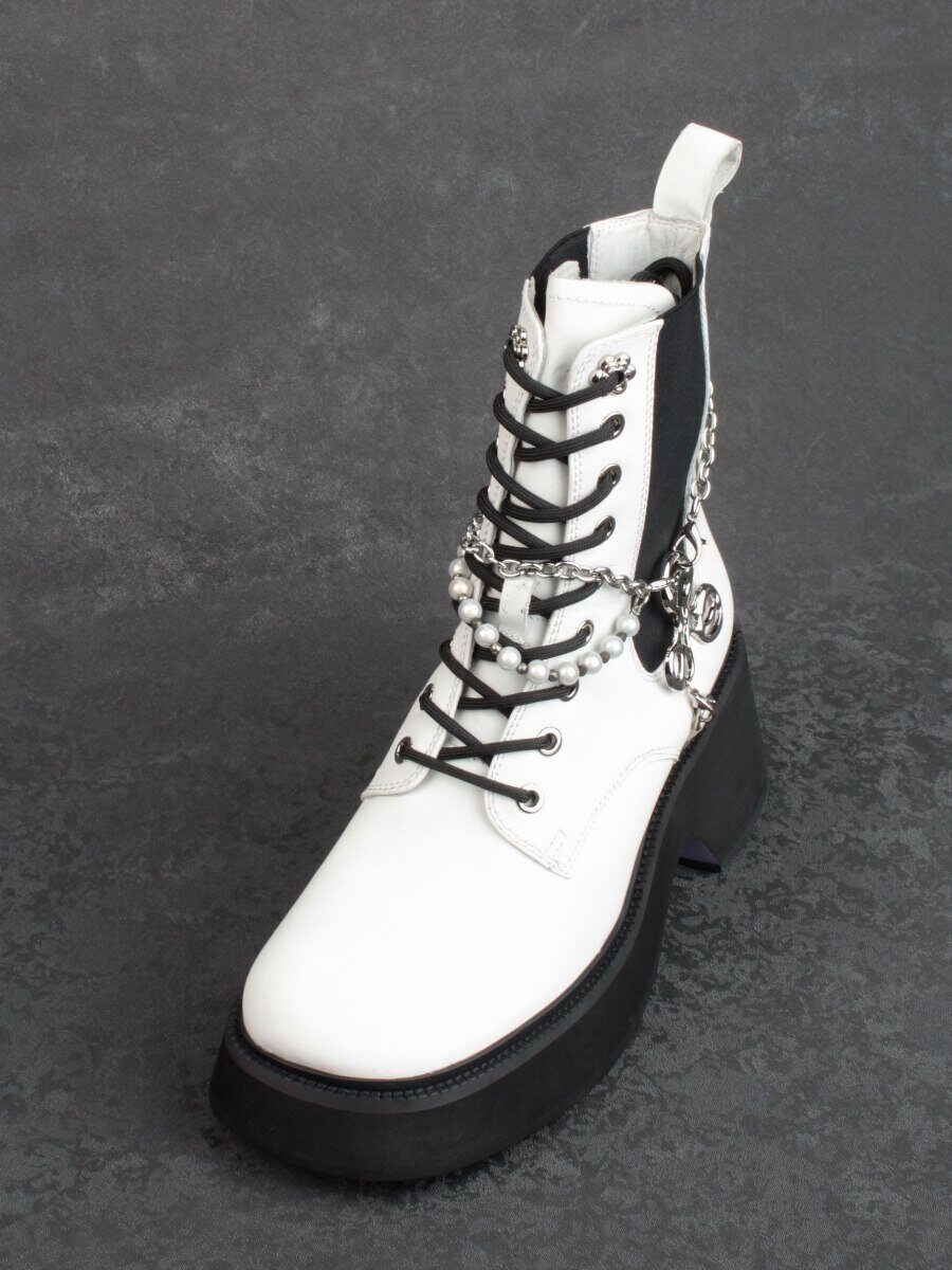 01-GZ6190-L61 WHITE Ботинки демисезонные женские (натуральная кожа)