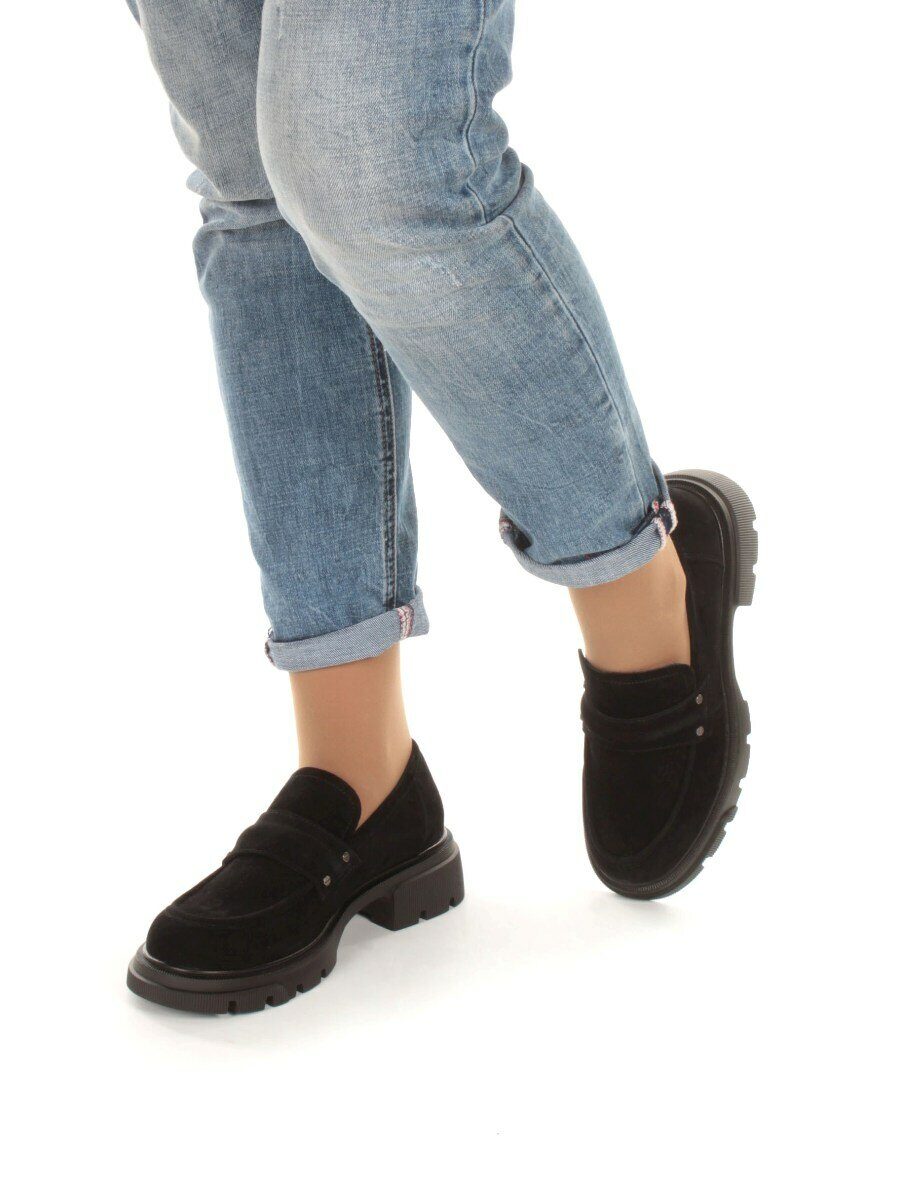 03-C1818-2 BLACK Лоферы женские (натуральная замша)