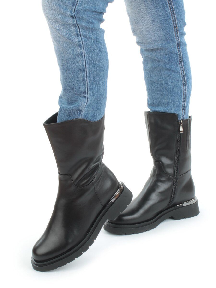 Z4228M BLACK Полусапоги зимние женские (натуральная кожа, натуральный мех)