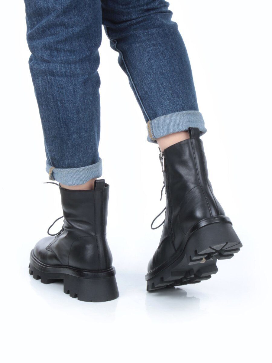 04-M3-2170 BLACK Ботинки зимние женские (натуральная кожа, натуральный мех)