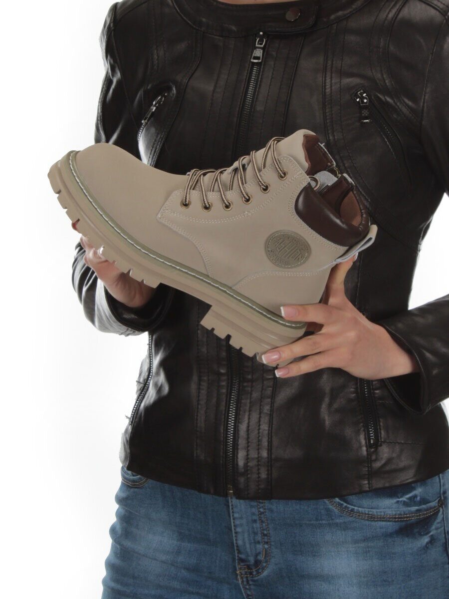 01-P8305-3 GRAY/BEIGE Ботинки демисезонные женские (натуральная кожа)