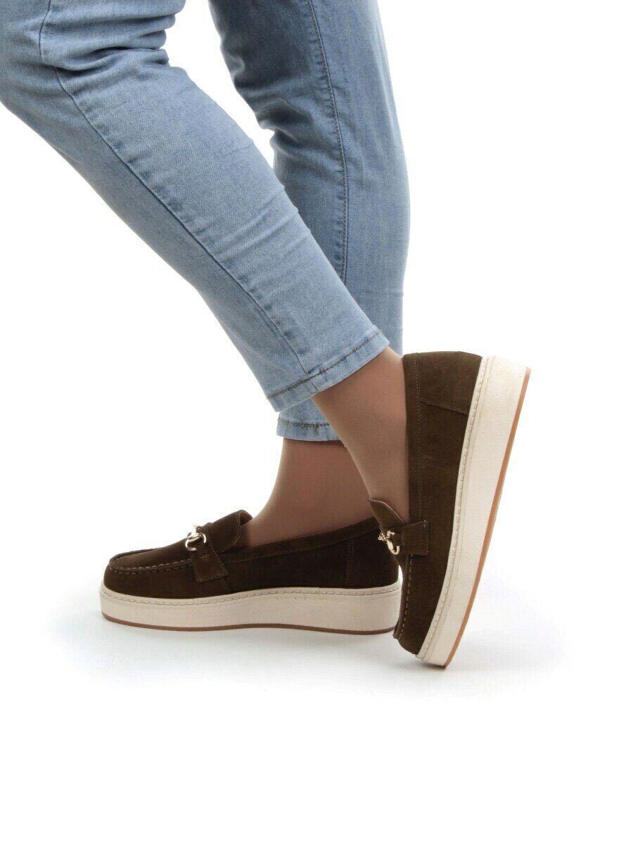 03-5062-10 BROWN Лоферы женские (натуральная замша)